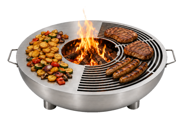Grillplatte für Feuerschale Edelstahl Plancha mit Grillfläche